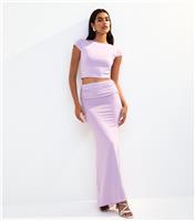 Women's Purple Foldover Midi Skirt New Look