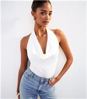 Women's Off White Halter Cowl Neck Sleeveless Body New Look