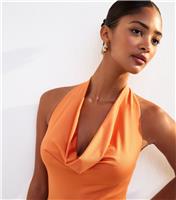 Women's Bright Orange Halter Cowl Neck Sleeveless Body New Look