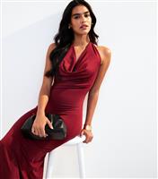 Women's Rust Cowl Halterneck Midi Dress New Look