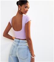 Women's Lilac Scoop Back Jersey Cropped T-Shirt New Look