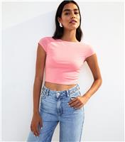 Women's Light Pink Scoop Back Jersey Cropped T-Shirt New Look