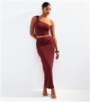 Women's Rust Twist Detail Midi Skirt New Look