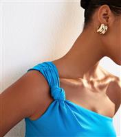 Women's Blue Knot Strap One Shoulder Crop Top New Look