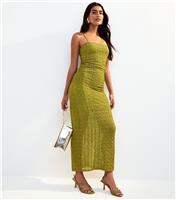 Women's Light Khaki Lace Strappy Midi Dress New Look