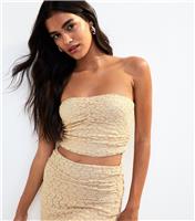 Women's Cream Lace Bandeau Top New Look