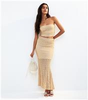 Women's Off White Lace Midi Skirt New Look