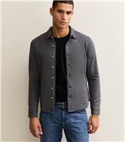 Men's Navy Regular Fit Long Sleeve Herringbone Shirt New Look