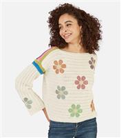 Women's Cream Floral Crochet Jumper Yumi New Look