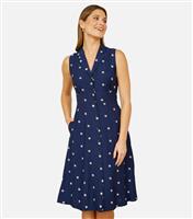 Women's Blue Polka Dot Sleeveless Dress Yumi New Look