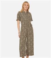 Women's Brown Leopard Print Jumpsuit Yumi New Look