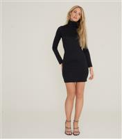 Women's Black Roll Neck Mini Dress WKNDGIRL New Look
