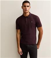 Men's Dark Burgundy Short Sleeve Polo Shirt Farah New Look