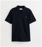 Men's Navy Logo Embroidered Short Sleeve Polo Top Farah New Look