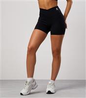 Women's 365 Black Crossover Waist Shorts Gym King New Look