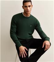 Men's Farah Dark Green Regular Fit Knitted Crew Neck Jumper New Look