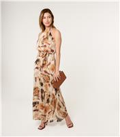Women's Multicolour Abstract Halter Midiaxi Dress Blue Vanilla New Look