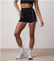 Women's Black Ribbed Contrast Trim Shorts Gym King New Look