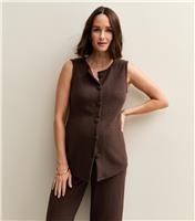 Women's Maternity Brown Soft Touch Crew Neck Waistcoat New Look