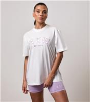 Women's Cream Logo Embroidered Boyfriend Fit T-Shirt Gym King New Look