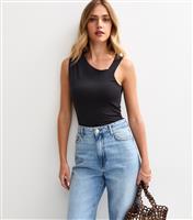 Women's Black Asymmetric Neckline Top New Look
