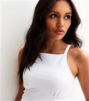 Women's White Straight Neck Slim Jersey Cami Top New Look