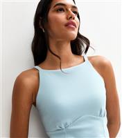 Women's Blue Straight Neck Slim Jersey Cami Top New Look
