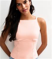 Women's Pink Straight Neck Slim Jersey Cami Top New Look