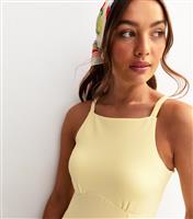 Women's Light Yellow Straight Neck Slim Jersey Cami Top New Look