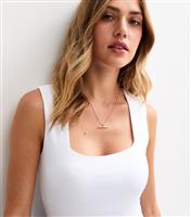 Women's White Square Neck Bodysuit New Look