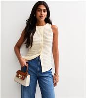Women's Off White Textured Sleeveless Jersey Waistcoat New Look
