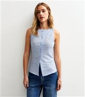Women's Blue Textured Sleeveless Jersey Waistcoat New Look