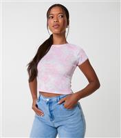 Women's Pink Floral Pattern Ribbed Crop Top Pink Vanilla New Look