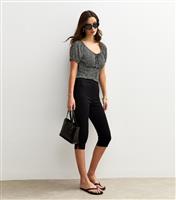 Women's Black Polka Dot Tie Neck Milkmaid Top New Look