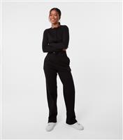 Women's Black Wide Leg Ribbed Trousers Pink Vanilla New Look