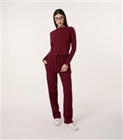 Women's Burgundy Ribbed Drawstring Waist Trousers Pink Vanilla New Look