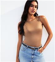 Women's Brown Slinky Jersey Low Back Bodysuit New Look