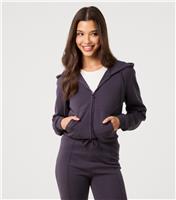 Women's Dark Grey Cropped Zip Up Hoodie Pink Vanilla New Look