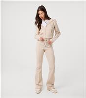 Women's Stone Pintuck Flare Trousers Pink Vanilla New Look