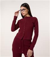 Women's Burgundy Ribbed Button Up Top Pink Vanilla New Look