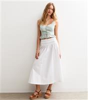 Women's White Elasticated Waist Poplin Midi Skirt New Look