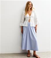 Women's Light Blue Elasticated Waist Poplin Midi Skirt New Look