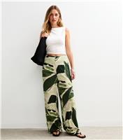 Women's Brown Abstract Print Wide Leg Trousers New Look