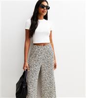 Women's White Dalmatian Print Cropped Wide Leg Trousers New Look