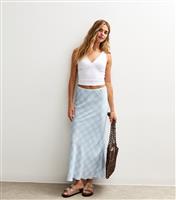 Women's Blue Check Print Bias Cut Midi Skirt New Look