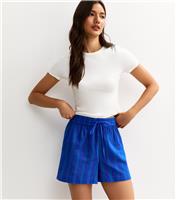 Women's Blue Stripe Print Relaxed Shorts New Look