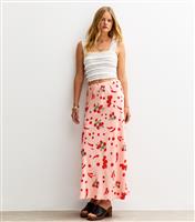 Women's Pink Wild Strawberry Print Midi Skirt New Look