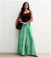Women's Green Abstract Print Wide Leg Trousers New Look
