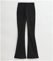 Women's Tall Black Ribbed Flared Trousers New Look