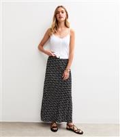 Women's Black Spot Print Bias Cut Midi Skirt New Look